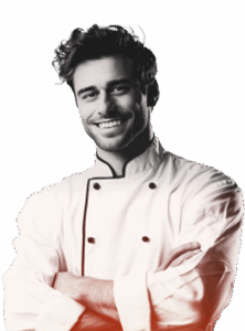 Smiling chef in uniform for hospitality training programs.