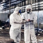 Hazardous materials training with protective suits and inspection