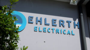 Ehlerth Electrical sign on a building wall.