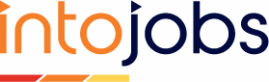 Intojobs logo with colored stripes below.